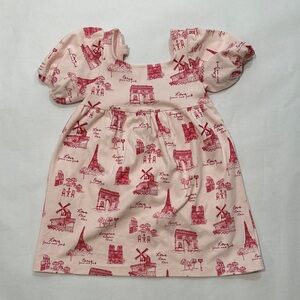 Janie and Jack Pink Paris Dress with Red Print